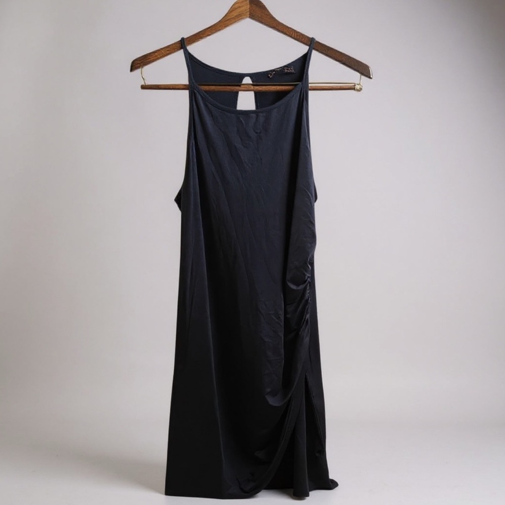 Chic Asymmetrical Navy Dress